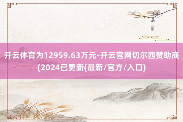 开云体育为12959.63万元-开云官网切尔西赞助商(2024已更新(最新/官方/入口)